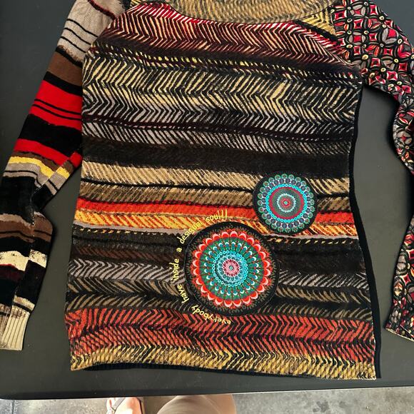 Desigual Sweater Women's Multicolor Long Sleeve - Picture 3 of 5